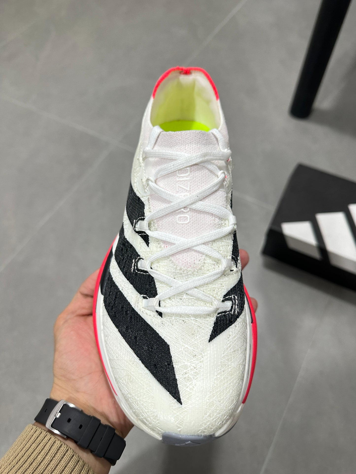 Adidas ADIZERO ADIOS PRO 4 (Cloud White / Black / Red colorway)